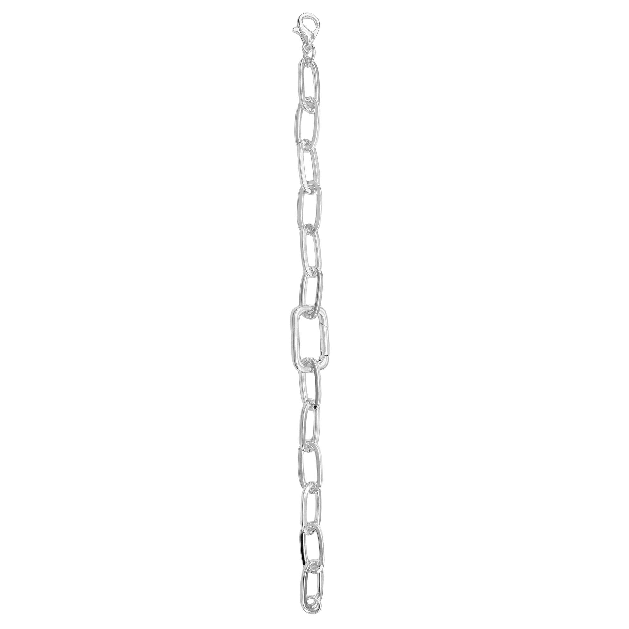 7.1" Silver Paperclip Link Charm Bracelet by Bead Landing™